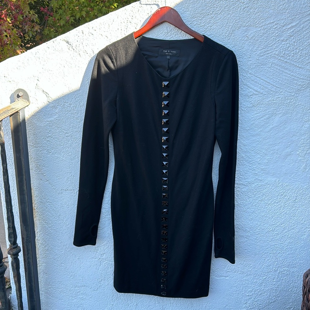 Rag & Bone Wool Black Crystal Sheath Dress,  Good Condition